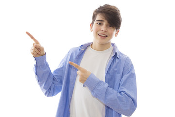 adolescent or preadolescent child isolated in white background