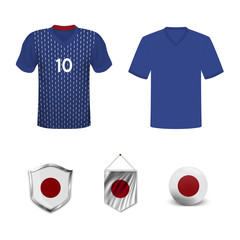 Canvas Print - Set of T-shirts and flags of the national team of Japan. Vector illustration.