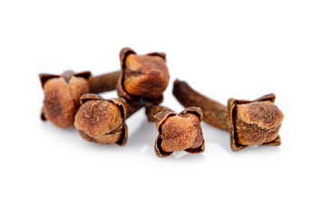 dry cloves on white background