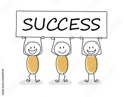 Fotografía Hand drawn concept of stickman with business text: success