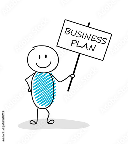 Funny business illustration - cartoon stickman holding a banner ...