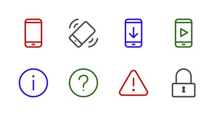 Set smart phone device Line icon stock vector illustration. Editable Stroke. 100x100 Pixel Perfect