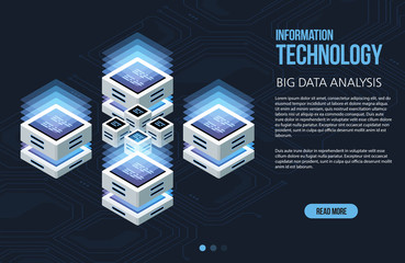 Aufkleber - concept of big data processing, isometric data center, vector information processing and storage. cr