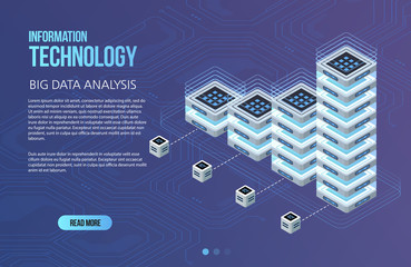 Aufkleber - concept of big data processing, isometric data center, vector information processing and storage. cr