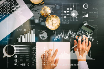 Aufkleber - justice and law concept.businessman or lawyer or accountant working on accounts using a calculator and laptop computer and documents in modern office