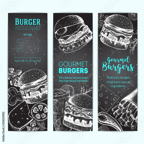 Burgers And Ingredients For Burgers Vector Illustration Fast Food