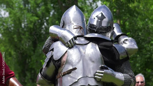Stock Video of medieval knights hugging 4k slow motion at Adobe Stock |  Adobe Stock