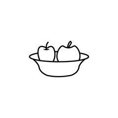 Poster - an apple in a plate icon. Element of food icon for mobile concept and web apps. Thin line an apple in a plate icon can be used for web and mobile