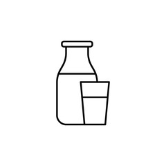 Poster - a bottle of milk and a glass icon. Element of food icon for mobile concept and web apps. Thin line a bottle of milk and a glass icon can be used for web and mobile