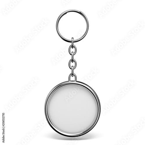 Fotografie, Obraz Blank metal trinket with a ring for a key circle shape 3D