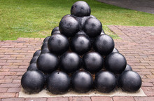 Stack Of Dirty Old Antique Cannon Balls