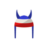 Fototapeta  - fan Viking cap illustration. Element of fans accessory for mobile concept and web apps. Colored in Russian national flag fan Viking cap flat can be used for web and mobile