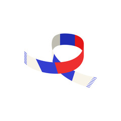 Poster - fan scarf illustration. Element of fans accessory for mobile concept and web apps. Colored in Russian national flag fan scarf flat can be used for web and mobile