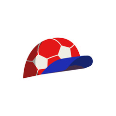 Poster - fan cap with a ball illustration. Element of fans accessory for mobile concept and web apps. Colored in Russian national flag fan cap with a ball flat for web and mobile