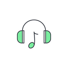 Aufkleber - headphones with music icon. Element of web icon with one color for mobile concept and web apps. Thin line headphones with music icon can be used for web and mobile. Premium icon