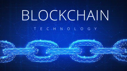 Poster - polygonal blockchain futuristic hud banner. crypto technology data link, cryptography, secure busine