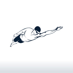 Wall Mural - swimming logo designs vector, creative swimmer logo vector
