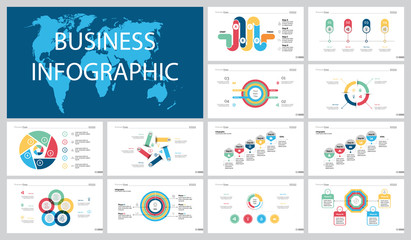 Poster - Colorful planning or economy concept infographic charts set