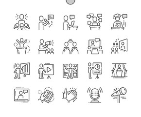 Poster - Public Speech Well-crafted Pixel Perfect Vector Thin Line Icons 30 2x Grid for Web Graphics and Apps. Simple Minimal Pictogram