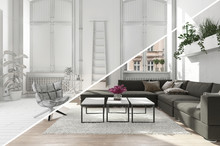 Contemporary Living Room Area Diagonal Split Tone