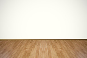 Empty room with white wall and wooden floor