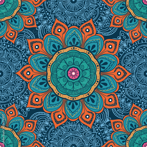 Cotton fabric Kwiat mandala kolorowe tło dla karty, druki, tekstyliów i kolorowanki. Wzór