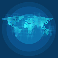 Poster - Digital Network Connections, Technology Background - Cloud Computing Design Concept with Spotted World Map