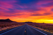 © Nick Fox - Dramatic sunset over an empty road in Utah