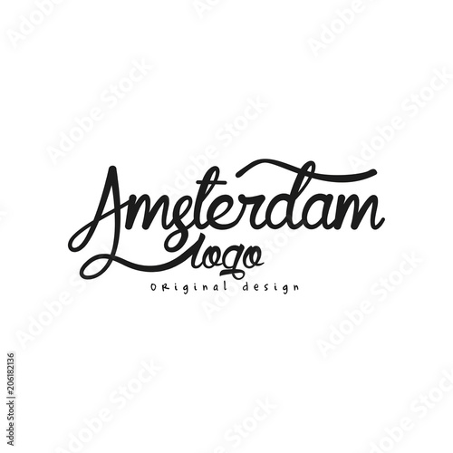 Amsterdam City Name Logo Original Design Original Design Black Ink Hand Written Inscription Typography Design For Poster Card Logo Poster Banner Tag Vector Illustration Buy This Stock Vector And Explore Similar