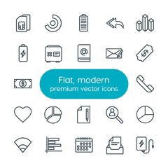 Poster - Modern Simple Set of business, charts, mobile, email Vector outline Icons. Contains such Icons as calendar,  pie,  bank,  full,  circle and more on white background. Fully Editable. Pixel Perfect