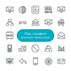 Poster - Modern Simple Set of business, charts, mobile, email Vector outline Icons. Contains such Icons as  communication,  card,  internet,  square and more on white background. Fully Editable. Pixel Perfect