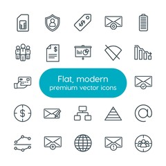 Poster - Modern Simple Set of business, charts, mobile, email Vector outline Icons. Contains such Icons as options, sale, global,  pyramid,  online and more on white background. Fully Editable. Pixel Perfect