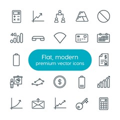 Poster - Modern Simple Set of business, charts, mobile, email Vector outline Icons. Contains such Icons as  open,  internet, finance,  mobile,  email and more on white background. Fully Editable. Pixel Perfect