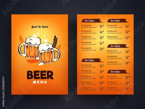 Beer Pub Menu Card Design Beverage Menu Card Template Buy This Stock Vector And Explore Similar Vectors At Adobe Stock Adobe Stock