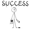 © Zdenek Sasek - Cartoon stick man drawing conceptual illustration of businessman with brush and paint can painting or drawing the word success.