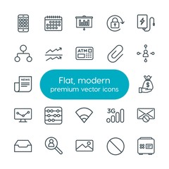 Leinwandbilder - Modern Simple Set of business, charts, mobile, email Vector outline Icons. Contains such Icons as  month,  web,  career, security, diagram and more on white background. Fully Editable. Pixel Perfect