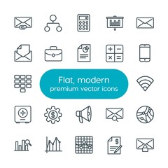 Poster - Modern Simple Set of business, charts, mobile, email Vector outline Icons. Contains such Icons as  internet,  diagram,  work,  chart,  paper and more on white background. Fully Editable. Pixel Perfect