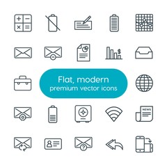 Poster - Modern Simple Set of business, charts, mobile, email Vector outline Icons. Contains such Icons as  finance,  mail,  document,  power,  card and more on white background. Fully Editable. Pixel Perfect