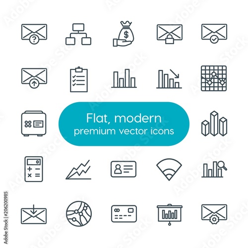 Fotografía Modern Simple Set of business, charts, mobile, email Vector outline Icons