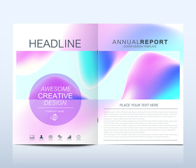Aufkleber - Modern vector template for brochure, leaflet, flyer, cover, catalog in A4 size. Abstract fluid 3d shapes vector trendy liquid colors backgrounds set. Colored fluid graphic composition illustration.