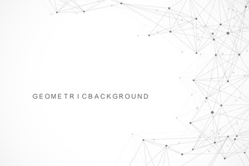 Fototapete - Geometric abstract background with connected line and dots. Graphic background for your design. Vector illustration