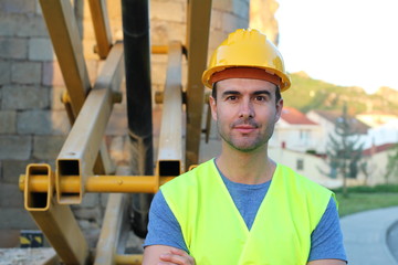 Wall Mural - Happy construction worker close up