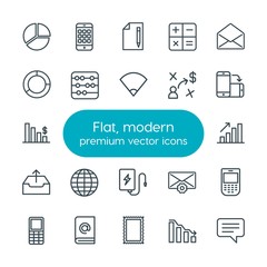 Poster - Modern Simple Set of business, charts, mobile, email Vector outline Icons. Contains such Icons as  vintage,  phone,  mail,  diagram,  pie and more on white background. Fully Editable. Pixel Perfect