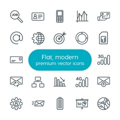 Poster - Modern Simple Set of business, charts, mobile, email Vector outline Icons. Contains such Icons as  button,  report,  email,  full,  diagram and more on white background. Fully Editable. Pixel Perfect