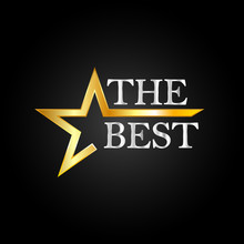 Icon Of The Golden Star With The Inscription "THE BEST". Vector Illustration