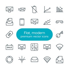 Poster - Modern Simple Set of business, charts, mobile, email Vector outline Icons. Contains such Icons as  door, private,  graph,  battery, parabola and more on white background. Fully Editable. Pixel Perfect