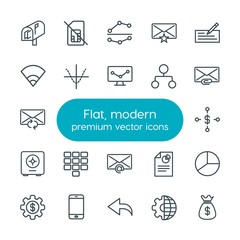 Poster - modern simple set of business, charts, mobile, email vector outline icons. contains such icons as do