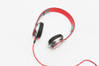 Red headphone on white