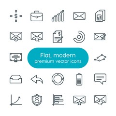 Leinwandbilder - Modern Simple Set of business, charts, mobile, email Vector outline Icons. Contains such Icons as  message,  dots,  answer,  scatter,  work and more on white background. Fully Editable. Pixel Perfect