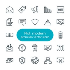 Poster - Modern Simple Set of business, charts, mobile, email Vector outline Icons. Contains such Icons as  speaker,  pay,  connection, megaphone and more on white background. Fully Editable. Pixel Perfect